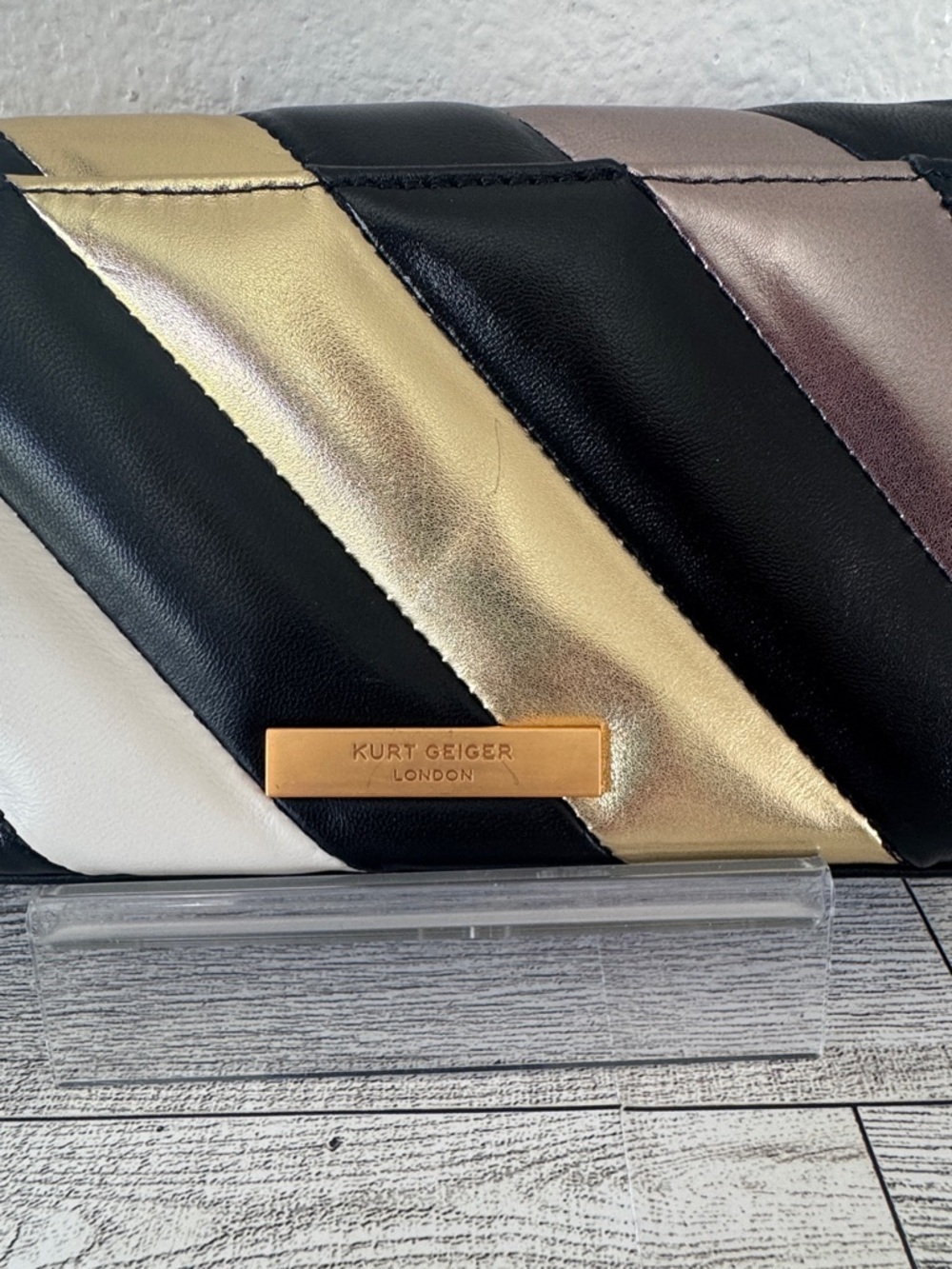 Kurt Geiger Mini Soho Leather Metallic Striped Crossbody - Picture 6 of 16